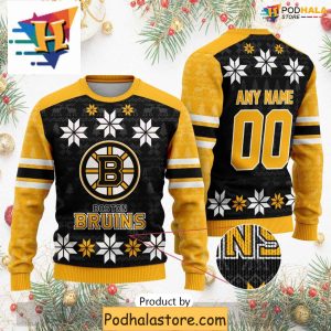 Personalized Boston Bruins Sweater, Funny Ugly Xmas Gift For Families