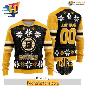 Personalized Boston Bruins Sweater Funny Ugly Xmas Gift For Families 2