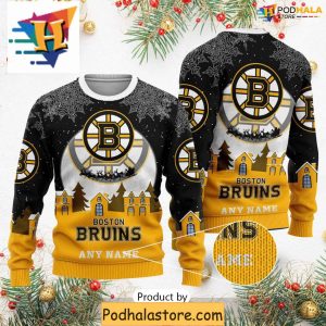 Personalized Boston Bruins Sweater, Funny Xmas Apparel for Hockey Fans