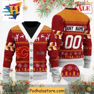 Personalized Calgary Flames Sweater, Funny Christmas Gift for NHL Fans