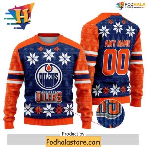 Personalized Edmonton Oilers Ugly Sweater Funny Christmas Apparel 2