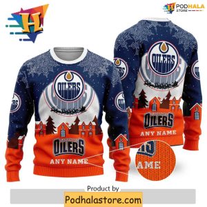 Personalized Edmonton Oilers Ugly Sweater for Christmas Hockey Fans 1