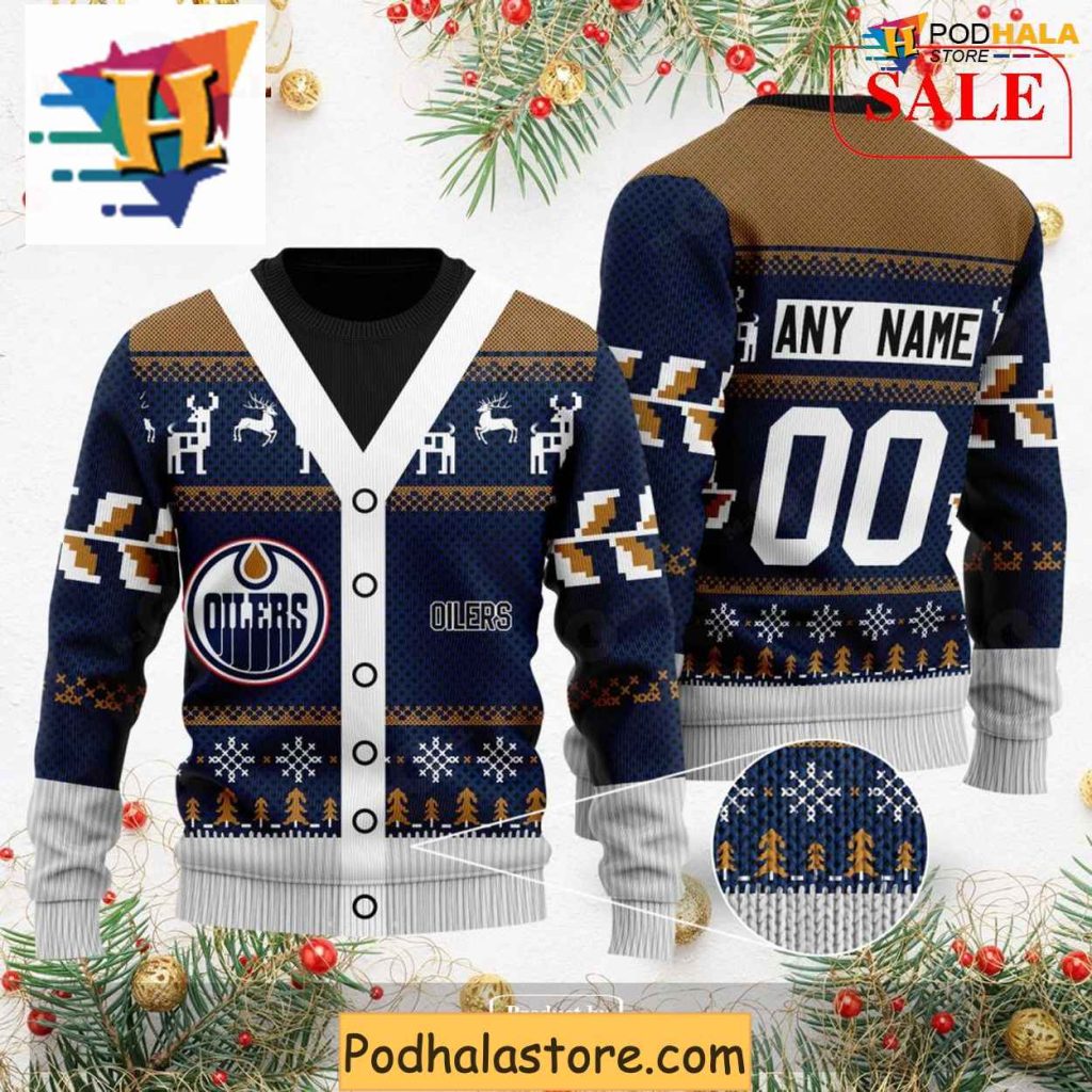 Personalized Edmonton Oilers Ugly Sweater for Funny Christmas Celebrations Podhalastore