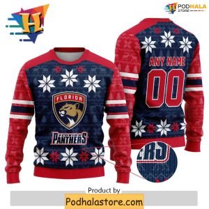 Personalized Florida Panthers Ugly Sweater, Funny NHL Christmas Apparel 2024
