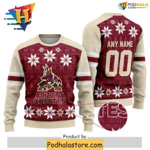 Personalized NHL Arizona Coyotes Sweater Xmas Gift Custom Family Outfit 2