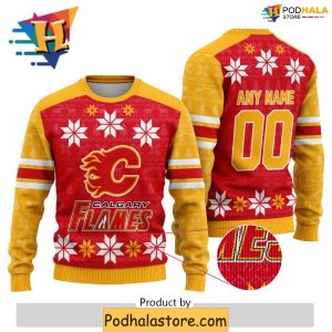 Personalized NHL Calgary Flames Sweater Best Family Ugly Xmas Apparel 2