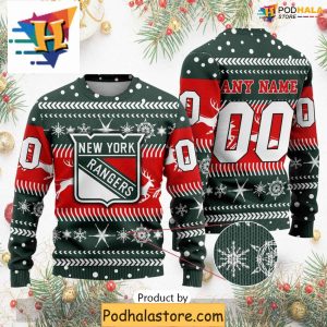 Personalized New York Rangers Ugly Sweater, Unique Gift for Holiday Sports Fans