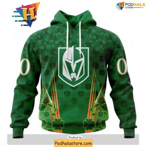 Personalized Vegas Golden Knights 3D Hoodie for St Patrick Day with Clover Theme 1