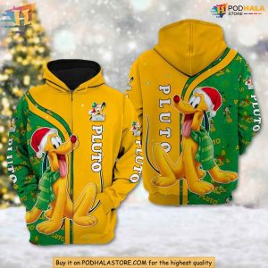 Pluto Christmas 3D Hoodie, Disney Cartoon Xmas Gift for Holiday Fun