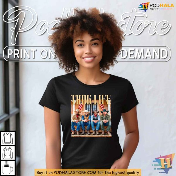 Political Thug Life Trump Vance Kennedy Elon Satire Cowboy Shirt