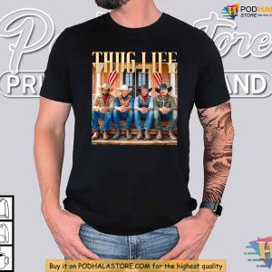 Political Thug Life Trump Vance Kennedy Elon Satire Cowboy Shirt 4