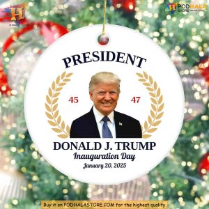 President Donald Trump Ornament, Funny Christmas Gift Ideas for 2025 Inauguration