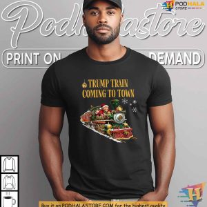 Santa Claus Trump Train Coming To Town Shirt Political Xmas Gift Ideas 3