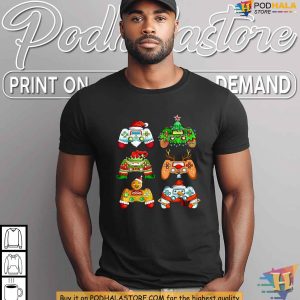 Santa Elf Gaming Controllers Christmas Shirt Xmas Gift Ideas for Gamers 4