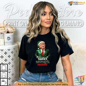 Santa Loves President Trump 2024 Christmas Shirt Funny Holiday Humor