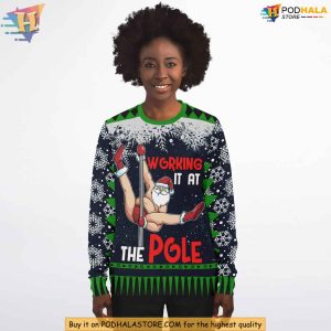 Santa Pole Dance Ugly Christmas Sweater Funny Xmas Gift Ideas for Parties 3