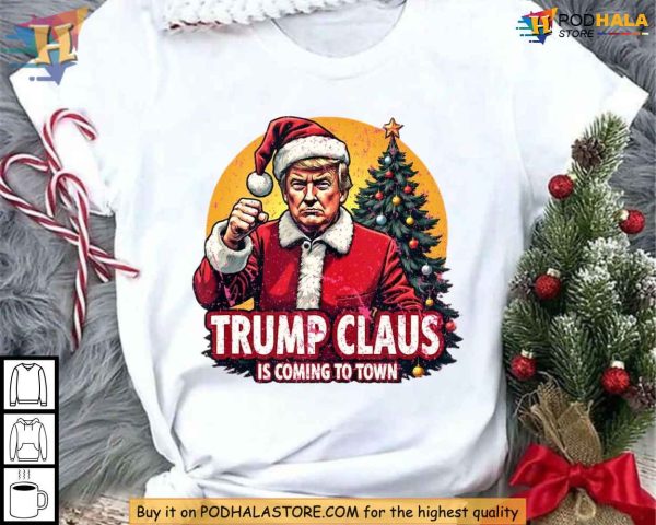 Santa Trump Christmas Shirt, Xmas Family Gift Ideas Trump Claus Humor