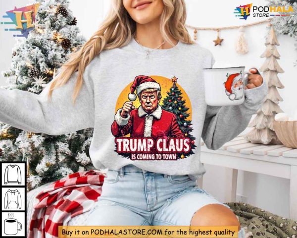 Santa Trump Christmas Shirt, Xmas Family Gift Ideas Trump Claus Humor