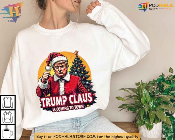 Santa Trump Christmas Shirt, Xmas Family Gift Ideas Trump Claus Humor