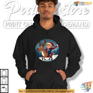 Santa Trump Riding Reindeer Christmas Shirt Donald Trump Apparel for Holidays 3