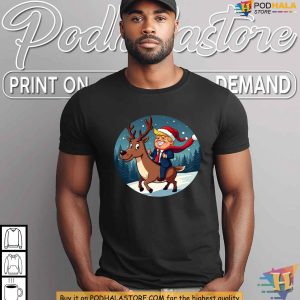 Santa Trump Riding Reindeer Christmas Shirt Donald Trump Apparel for Holidays 4