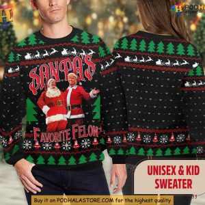 Santas Favorite Felon Trump Ugly Christmas Sweater, Xmas Gift for Trump Fans