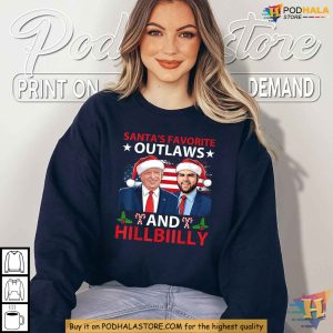 Santas Favorite Outlaws Trump Vance Christmas Shirt Xmas Gift Idea Funny Apparel 3
