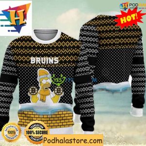 Simpsons Boston Bruins Sweater for Festive Hockey Fans, Best Custom Ugly Xmas Apparel