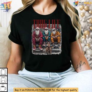 Thug Life Christmas Shirt Cool Santa Claus Gangster Style Holiday Humor Tee