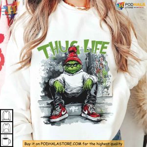 Thug Life Grinch Shirt, Streetwear Style Funny Christmas Sweatshirt