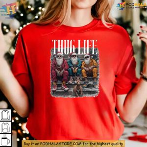 Thug Life Santa Shirt Funny Christmas Style Urban Holiday Humor Clothing 2