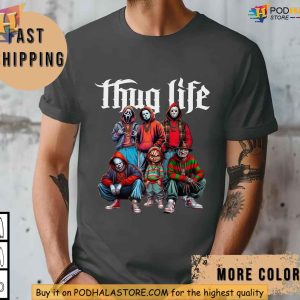 Thug Life Shirt Horror Characters Streetwear Halloween Gift for Movie Fans