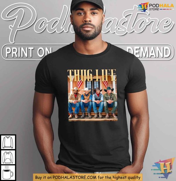 Thug Life Trump Vance Kennedy Elon Cowboy Style TShirt, Trump Tee Shirt