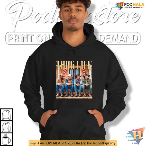 Thug Life Trump Vance Kennedy Elon Cowboy Style TShirt, Trump Tee Shirt