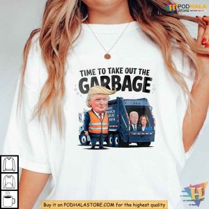 Time To Take Out Garbage Funny Trump Tee Shirt Biden Kamala Satire 2024 4