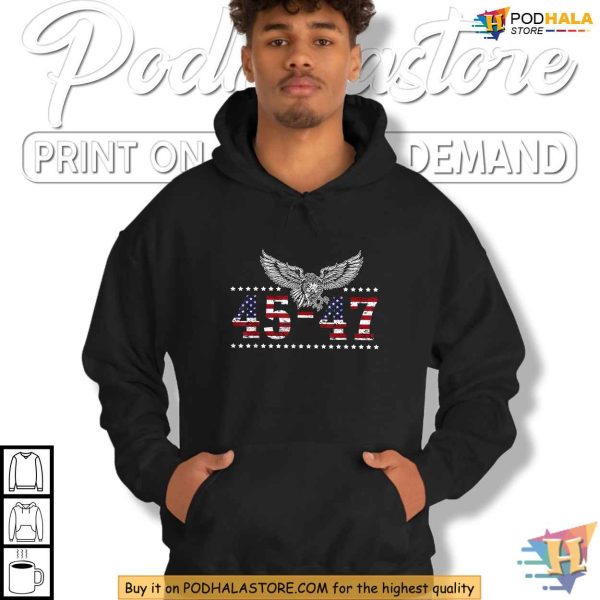 Trump 2024 President 45 and 47 Patriot Eagle American Flag Shirt