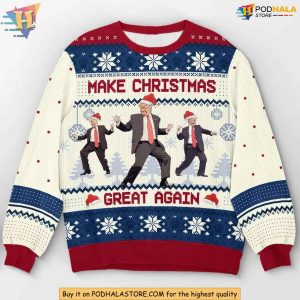 Trump Dancing Christmas Humor Sweater, Make Christmas Great Again Gift