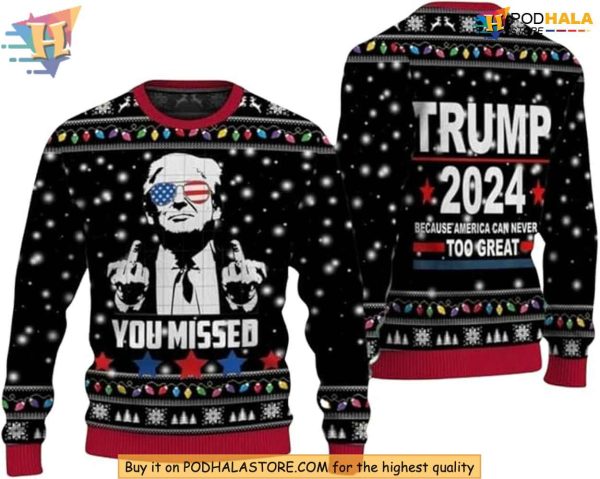 Trump MAGA 2024 Ugly Christmas Sweater, Funny Donald Trump Xmas Gift
