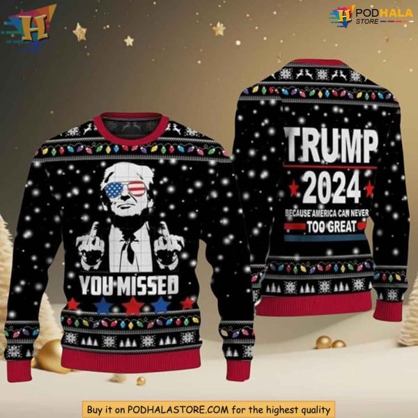 Trump MAGA 2024 Ugly Christmas Sweater, Funny Donald Trump Xmas Gift