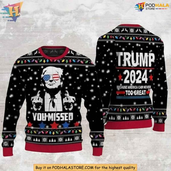 Trump MAGA 2024 Ugly Christmas Sweater, Funny Donald Trump Xmas Gift