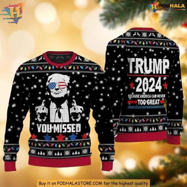 Trump MAGA 2024 Ugly Christmas Sweater, Funny Donald Trump Xmas Gift