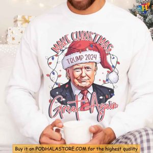 Trump MAGA Christmas Crewneck Sweatshirt, Festive Donald Trump Holiday Apparel