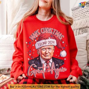 Trump MAGA Christmas Crewneck Sweatshirt Festive Donald Trump Holiday Apparel 2
