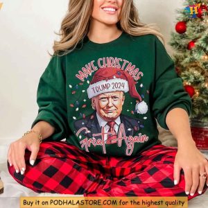 Trump MAGA Christmas Crewneck Sweatshirt Festive Donald Trump Holiday Apparel 3