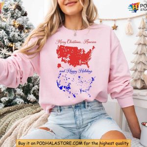 Trump Red and Blue Map Christmas Shirt Unique Political Holiday Apparel 2