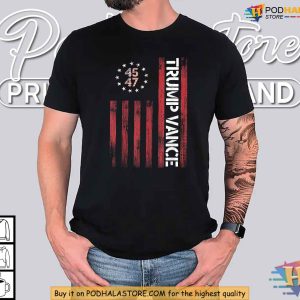 Trump Vance 2024 Shirt 45 47 American Flag Patriotic Pro Trump Apparel 2