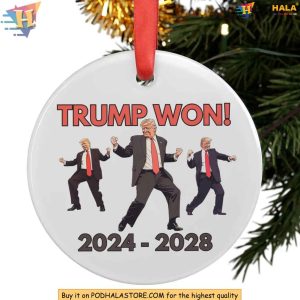 Trump Won 2024 2028 Ornament, Funny Xmas Gift Ideas Donald Trump Holiday Decor
