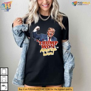 Trump Won Again Graphic Tee Patriotic Pro Trump 2024 Apparel for Supporters 1
