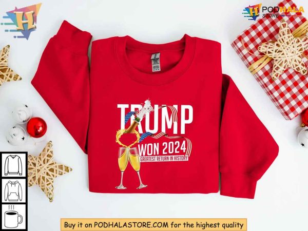 Trump Won Again Sweatshirt, Celebrating the Greatest Return in History 2024