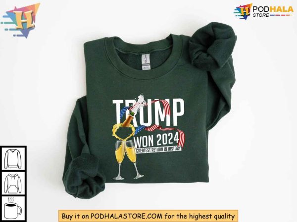 Trump Won Again Sweatshirt, Celebrating the Greatest Return in History 2024